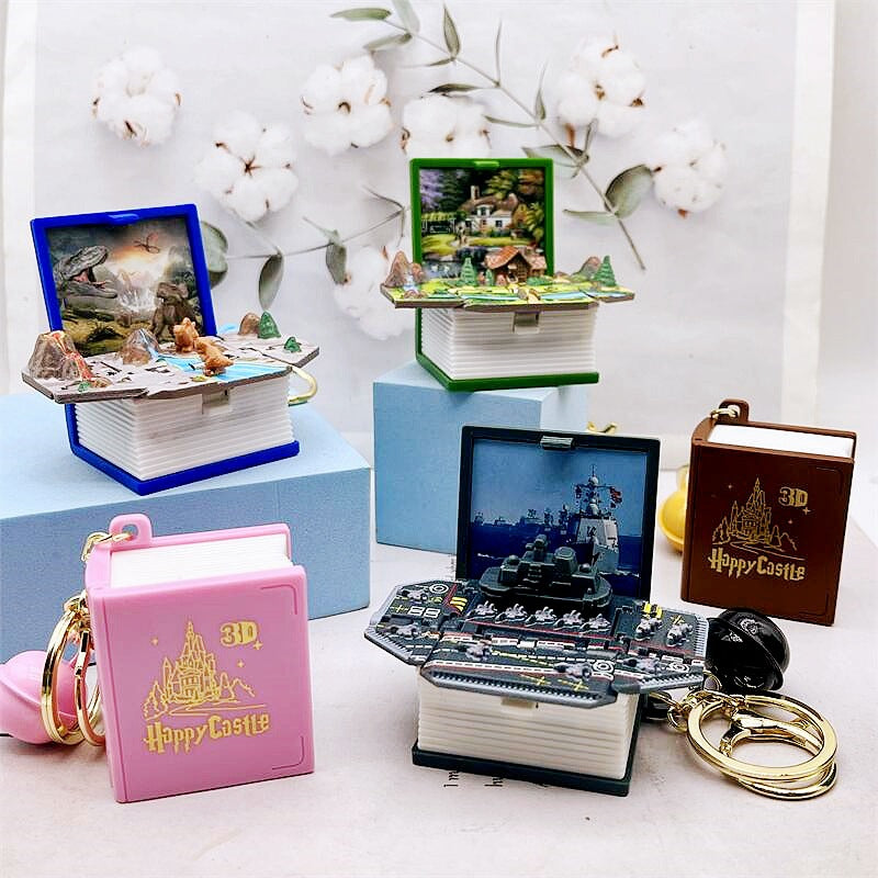 Wholesale 3D Stereo Explosive Book Magic World Magic Book Plastic Keychains